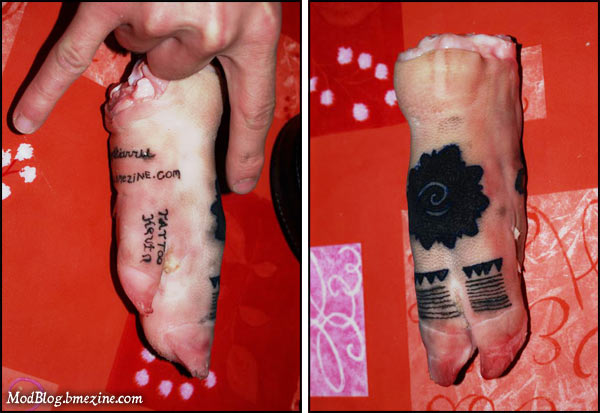 TATTOO ON PIG SKIN #practice #tattoo - YouTube