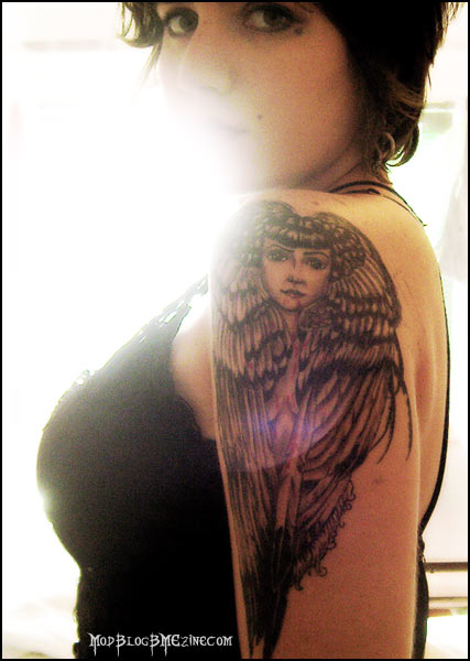 Delicate Angel Woman Portrait Tattoo Design – Tattoos Wizard Designs