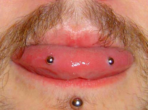 Horizontal Tongue Piercings